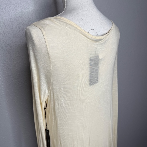 NWT BCBG Maxazria Ivory Long sleeve tunic top sheer triming on the bottom -cp - Picture 7 of 12